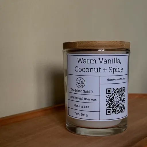 Warm Vanilla, Coconut + Spice Scented Candle 